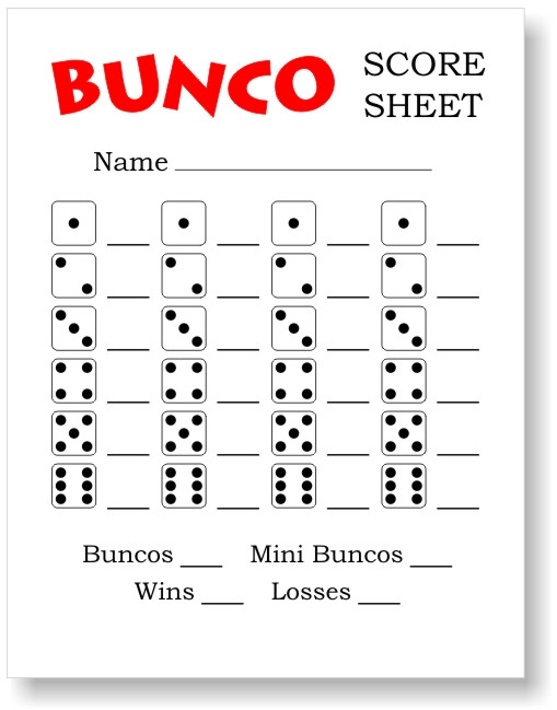 Free Printable Bunco Templates