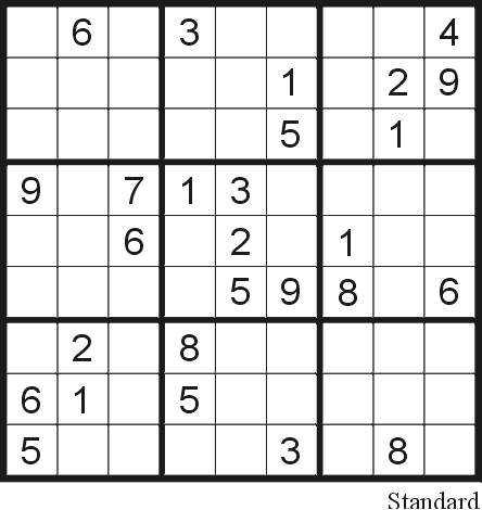 Printable Sudoku Puzzle on Sudoku Puzzle 18  Standard    Free Printable Puzzles