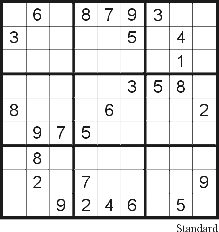 Printable Sudoku Puzzle on Sudoku Puzzle 19  Standard    Free Printable Puzzles