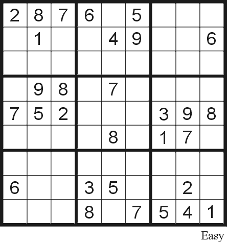 Free Sudoku Printable Puzzles on Sudoku Puzzle 9  Easy    Free Printable Puzzles